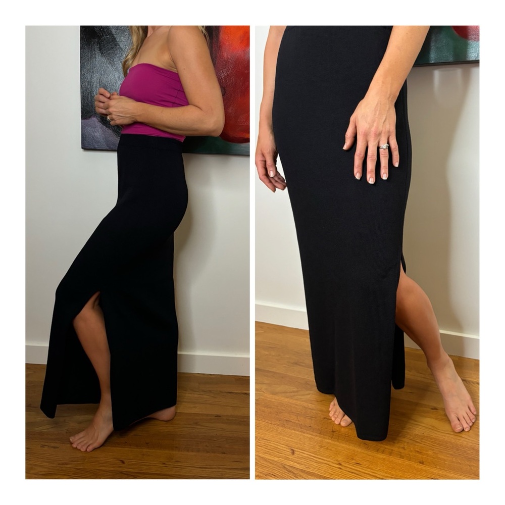 St. John Evening Black Knit Maxi Skirt - High Waisted